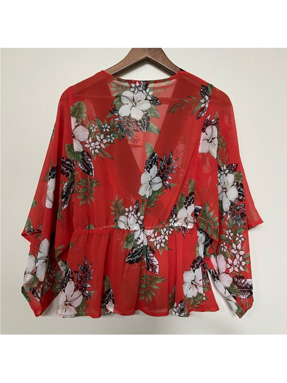 ☀️ George ☀️ bright red floral blouse - Picture 2 of 6